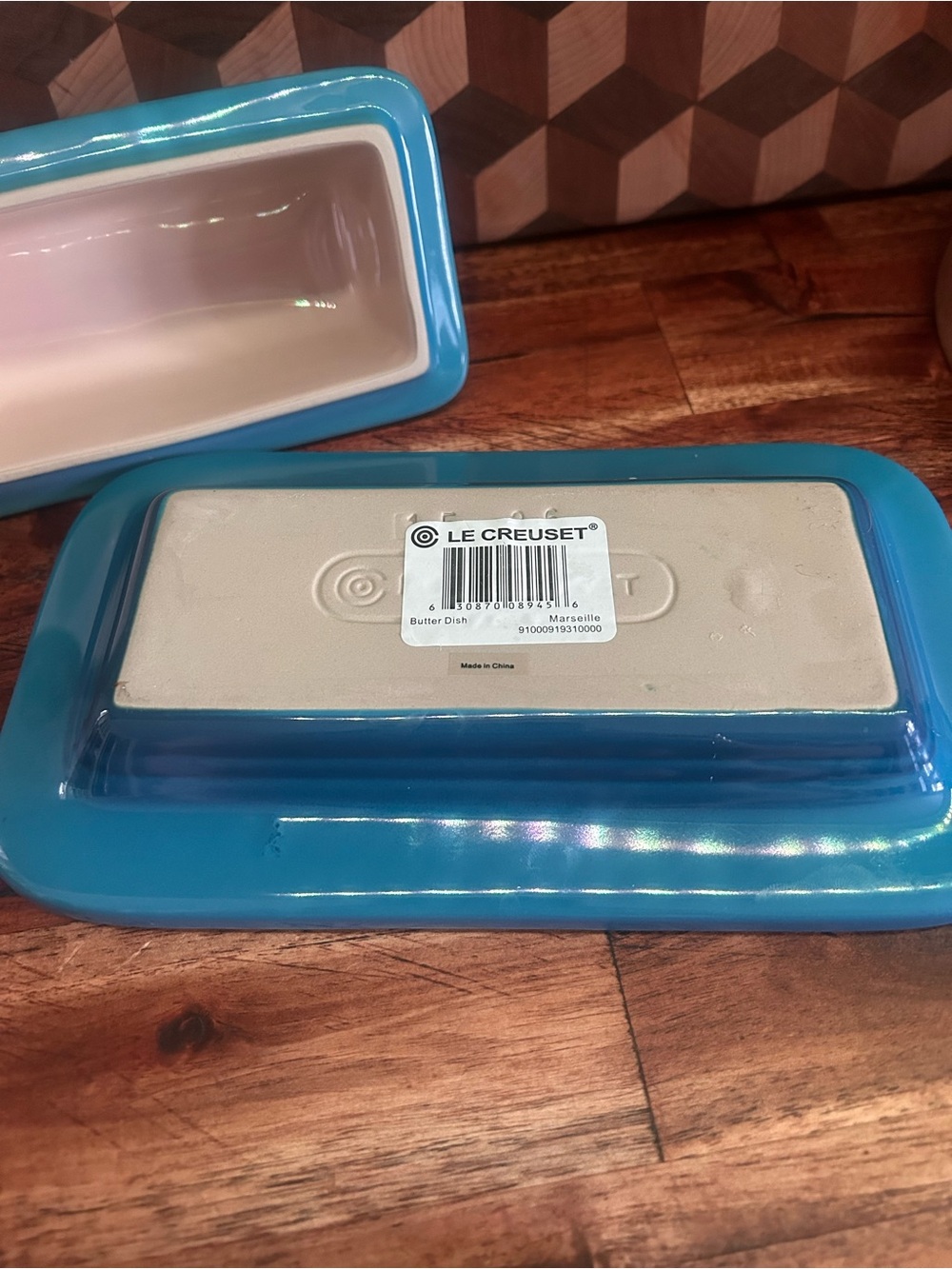 Le Creuset Stoneware Heritage Covered Butter Dish Marseille Blue - Picture 4 of 6